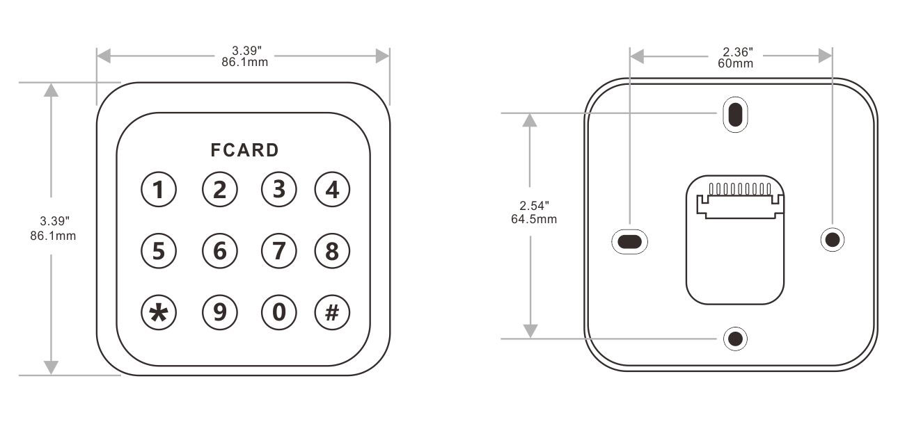 按鍵門禁一體機(jī)的尺寸