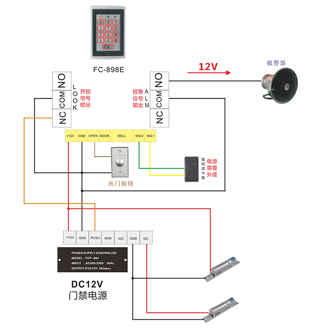 門禁一體機(jī)的接線圖