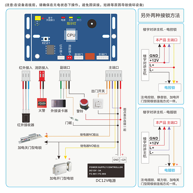 嵌入式門禁設(shè)備連線圖